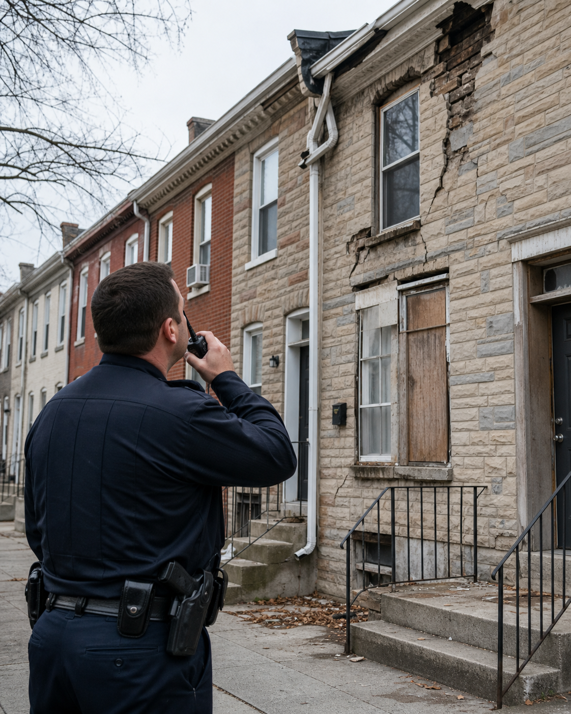 Security officer reporting a patrol observation